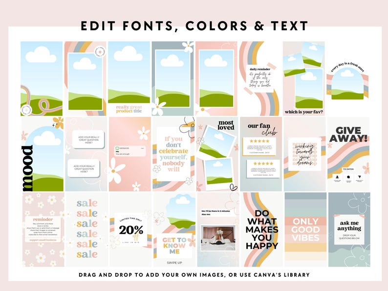 Rainbow Retro Instagram Story Templates Canva, IG Stories, Instagram Branding, Social Media Templates, Editable Story Templates - Dani image 3
