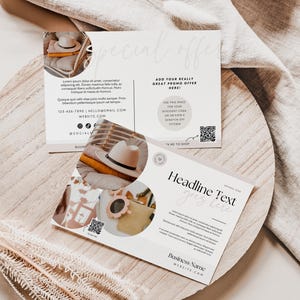 Wholesale Post Card Canva Template, Candle Soap Photo Mailer QR Code, Modern Minimal Marketing Flyer, Editable Business Promotional - Vera