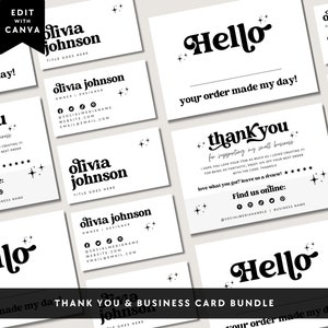 Retro Business Branding Bundle Canva Template, Editable Groovy Thank You and Business Card, DIY Personalized Customer Package Inserts - Dani