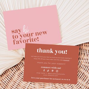 Valentine's Editable Business Thank You Card Canva Template, Printable Thanks For Your Purchase, Package Insert Post Card Mailer - Elina