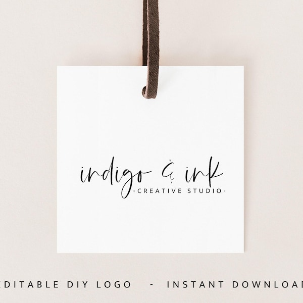 Diseño de logotipo Boho prefabricado, logotipo de texto de firma, logotipo escrito a mano, logotipo de marca de agua, logotipo minimalista, diseño de logotipo de guión moderno, Canva - Gwen