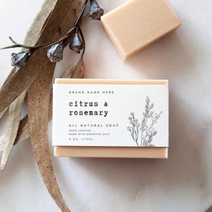 Rustic Botanical Soap Label Canva Template, Printable Bar Soap Wrap, Custom Soap Label Template, Body Product Label Template Soap Band MX10