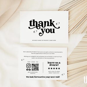 Short Term Rental Host Thank You Card Template, Editable Canva Rental Template, Host Welcome Card For Guests, Review Rating Request -Dani