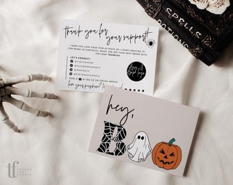 Halloween Business Thank You Card Template, Editable Small Business Thank You Template, Customizable Package Insert, Pumpkin Thank You Canva