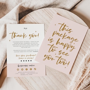 Modern Luxe Business Thank You Card Canva Template, Editable Thank You, Packaging Insert, Cute Pink Thank You Mailer, Business Branding Card