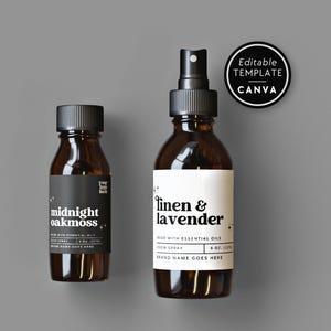 Retro Room Spray Bottle Label Canva Template, Editable Product Label Template, 2x2 3x2 DIY Cosmetic or Body Product Bottle Label - Dani