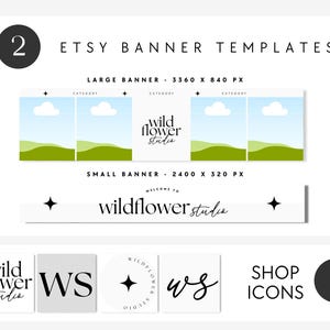 Modern Etsy Branding Kit Canva, Etsy Banner Template, DIY Etsy Store Branding, Editable Etsy Store Banner, Shop Icon Profile Photo - Cinna image 3