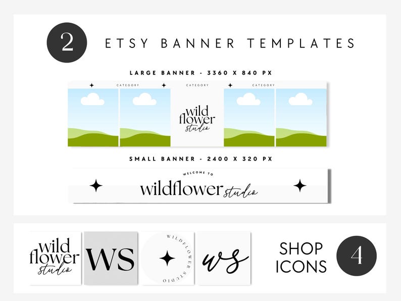 Modern Etsy Branding Kit Canva, Etsy Banner Template, DIY Etsy Store Branding, Editable Etsy Store Banner, Shop Icon Profile Photo - Cinna image 3