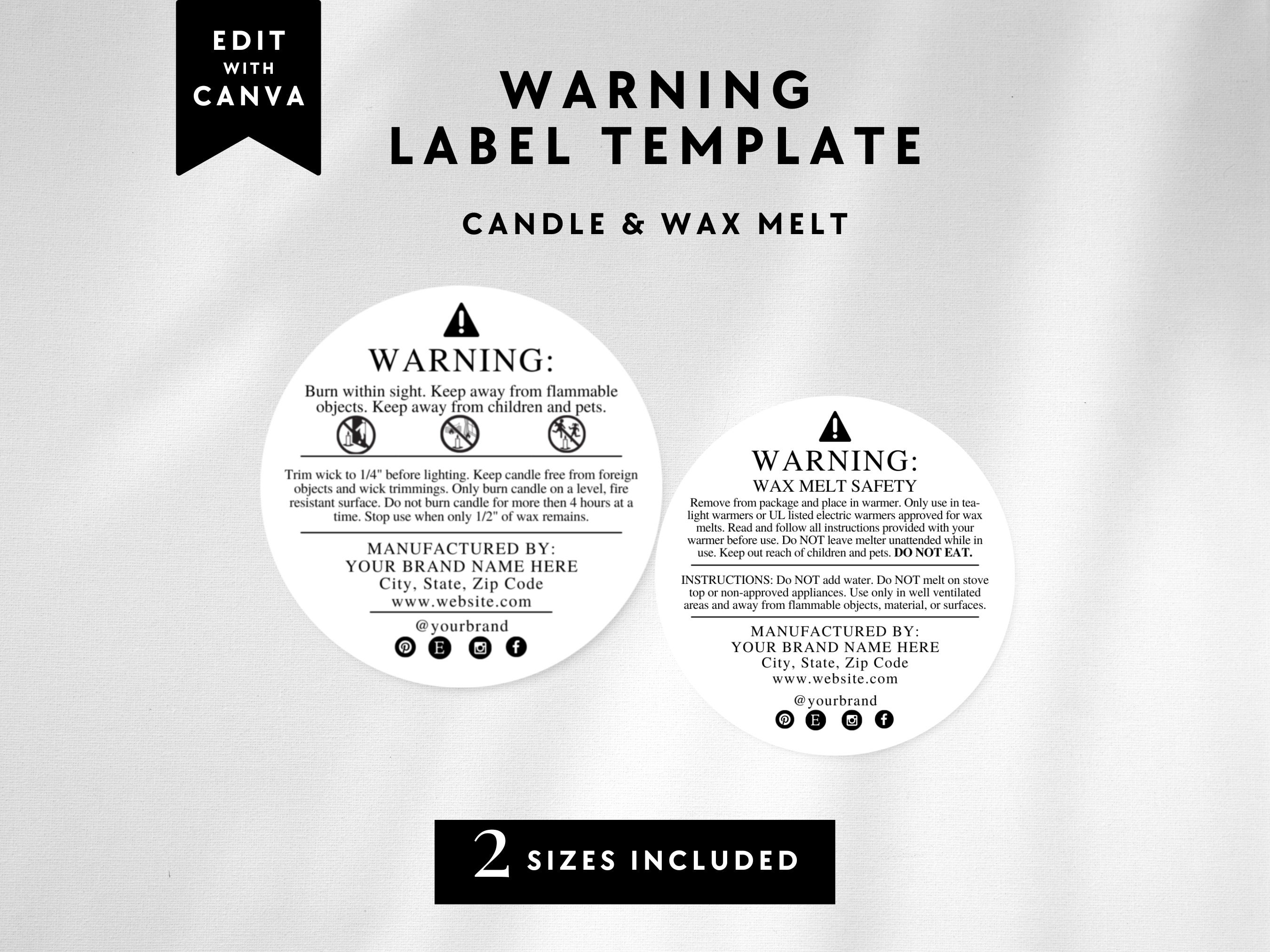 Wooden Wick Candle Safety Guide, Candle Care Card Template, Minimalist Wooden  Wick Candle Warning Instructions, Black & White, Instant M-001 