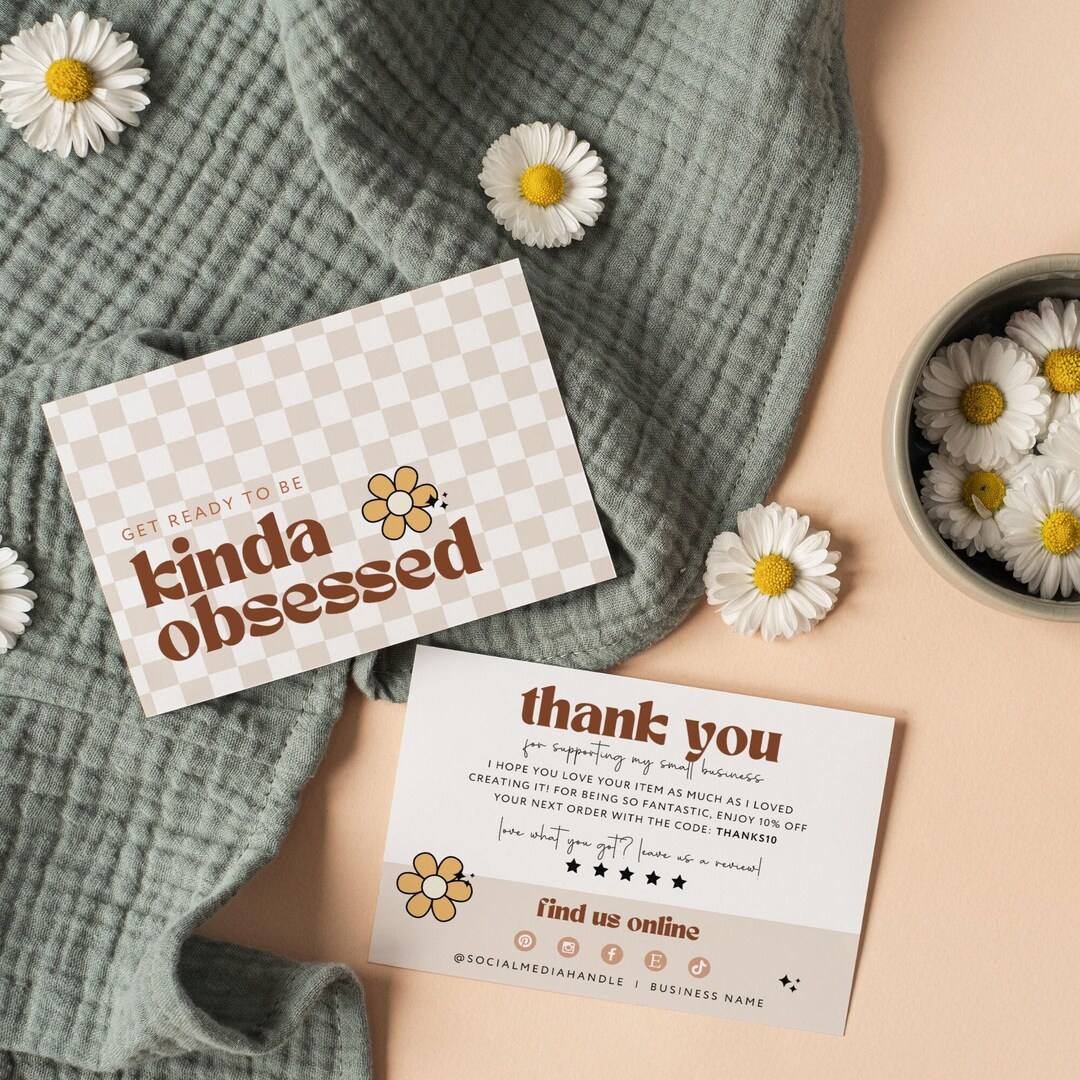 Retro Thank You Card Template, Editable Small Business 70s Groovy Thank ...