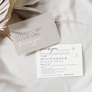 Boho Thank You Card Insert Template, T-shirt Care Card, Washing Instructions, Neutral Product Instructions, Garment Clothing Care - Nora