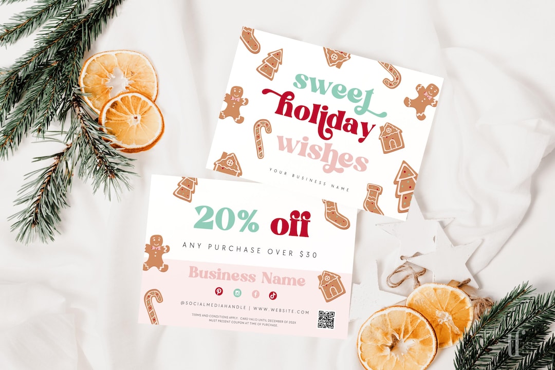 Christmas Coupon Postcard Canva Template | Holiday Business Promo - Etsy