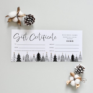 Holiday Gift Certificate Template, DIY Printable Gift Voucher, Christmas Editable Gift Card, Spa Salon Gift Certificate, Canva Template