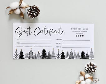 Holiday Gift Certificate Template, DIY Printable Gift Voucher, Christmas Editable Gift Card, Spa Salon Gift Certificate, Canva Template