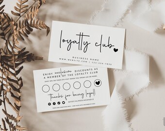 Loyalty Card Canva Template, Modern Customer Rewards Stamp or Punch Card - Blair