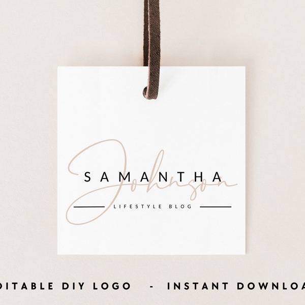 Premade Modern Logo Design, Signature Text Logo, Handwritten Logo, Watermark Logo, Minimalist Logo, DIY Editable Script Logo Canva - Shiloh