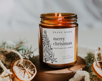 Christmas Candle Label Canva Template, Editable Holiday Candle Label, Pre designed Seasonal Wax Melt Label, Candle Jar Tin Label - Jamie