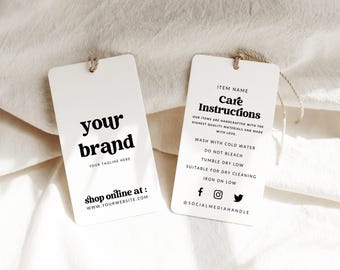 Editable Hanging Tags Template, Printable Fashion Label Template, Editable Thank You Boutique Swing Tags, Clothing Tag Garment Care - Dani