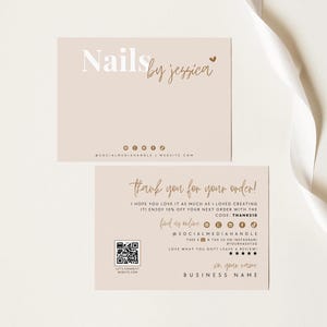 False Nails Backing Card Canva Template, Editable Artificial Nails Package Insert, Printable Press On Nail Display Card Thank You - Bohie