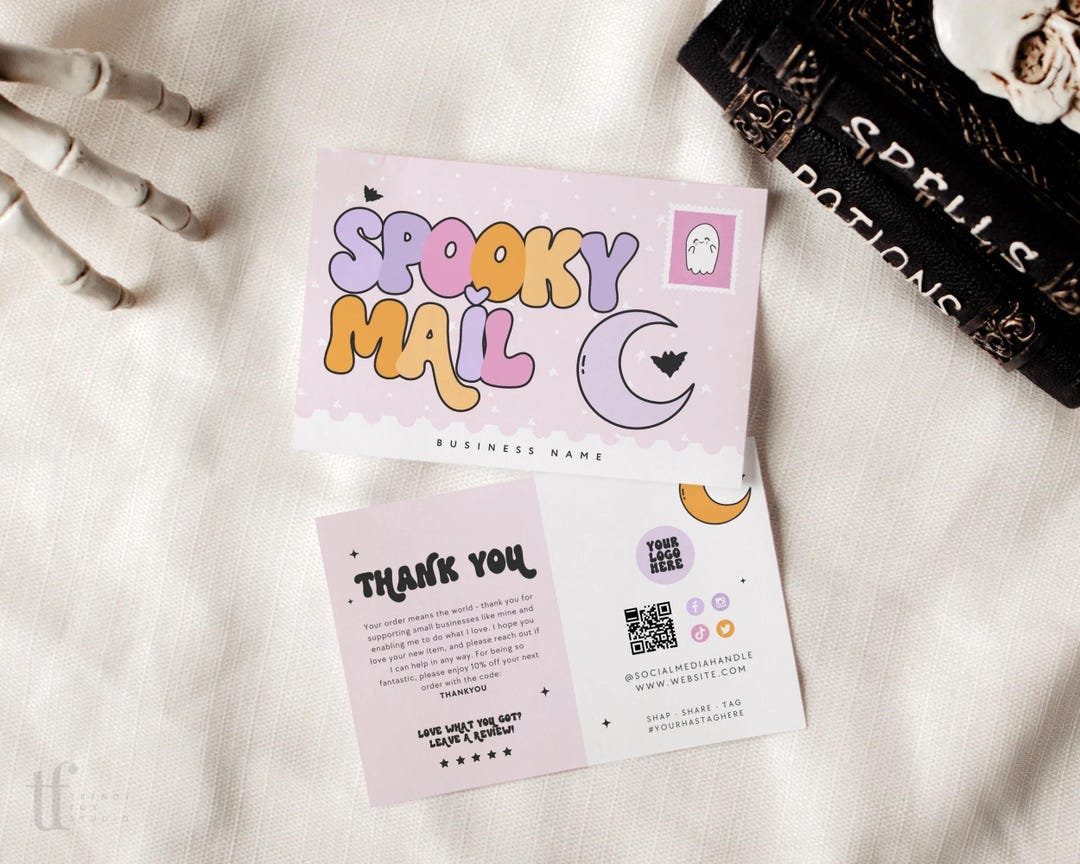 Pastel Halloween Business Thank You Canva Template, Editable QR Code ...