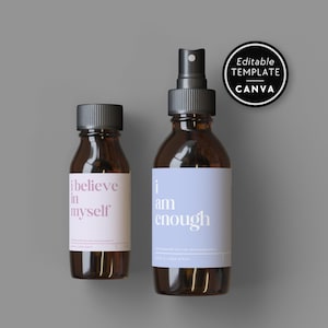 Positive Affirmation Room Spray Label Template Canva, Editable Product Label Template, DIY Label for Body Products or Room Spray, Pastel