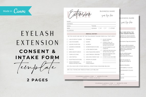 Eyelash Extension/lift Intake Form Client Consent Form - Etsy