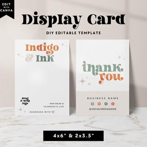 Retro Holiday Hair Bow Card Template Canva, Hair Accessory Display Card, Editable Hair Clip Card, Display Card, Jewelry Display - Ace