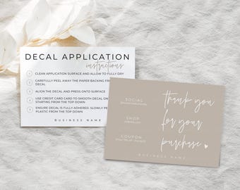 Decal Application Instructions Canva Template, Editable Vinyl Decal Sticker Care Card - Skye