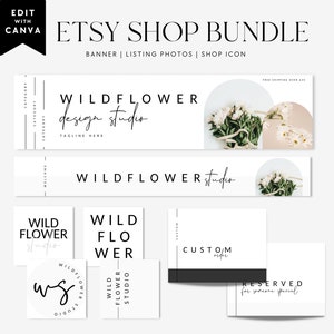 Minimal Canva Editable Etsy Branding Kit, Etsy Banner Template, DIY Etsy Store Branding, Editable Etsy Shop Banner, Shop Icon Photo - Alina