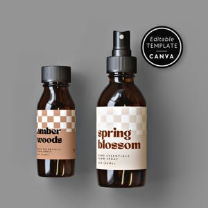 Retro Room Spray Label Template Canva, Editable Groovy Product Label Template, 2x2 3x2 DIY Label for Body Products or Room Spray - Pixie