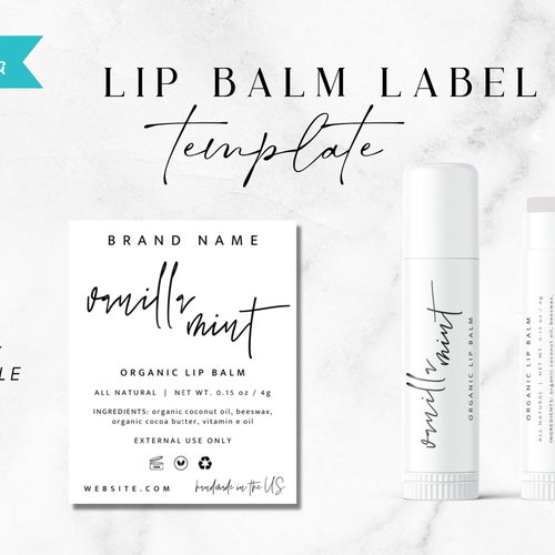Lip Balm Label Template Lip Balm Wrap Packaging Editable Etsy