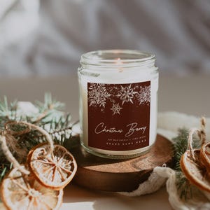 Holiday Candle Label Template, Editable Candle Label Design, Christmas Candle Tin Label Template, Canva Template, Candle Sticker - North