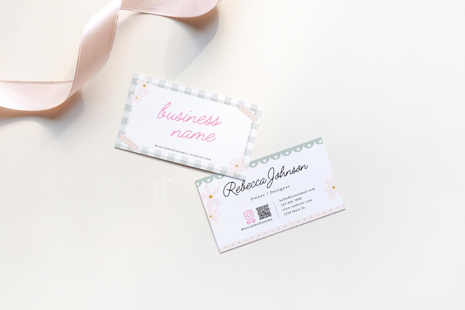Preppy Key Card Code Preppy Business Card QR Code Canva Template, INSTANT DOWNLOAD ...