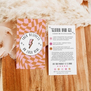Glitter Hair Gel Instruction Card Canva Template EDITABLE Business Card Thank You Printable Package Insert Face Body Glitter Card - Brooks
