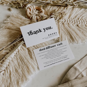 Editable Reed Diffuser Care Card Template, Printable Room Spray Care Instructions, Care Instructions Business Thank You Card Canva - Dani