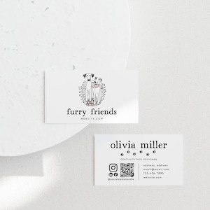Dog Business Card Template QR Code Canva Pet Walking Printable Business Card Pet Sitting Business Card Pet Boarding Animal Business - Archer