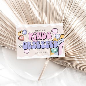 Retro Valentine Business Thank You Card Canva Template, Editable Thank You Card Heart, Groovy Small Business Package Insert Mailer Postcard