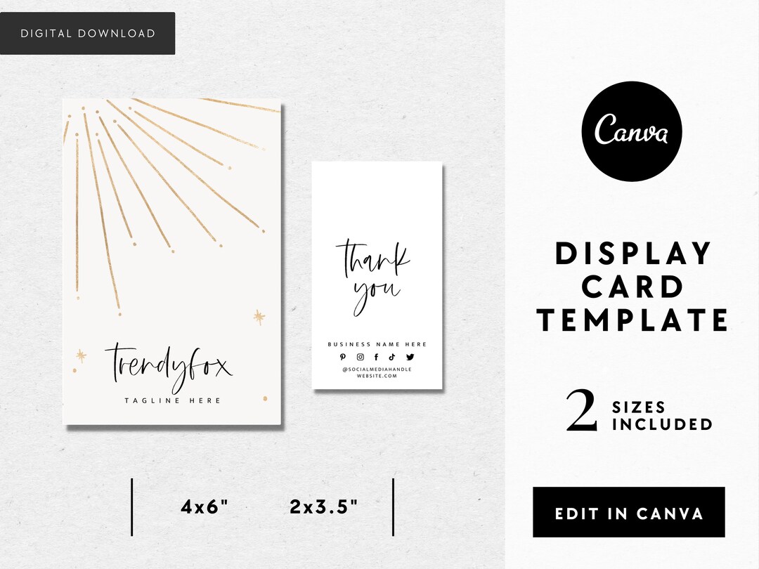 Editable Gold Display Card Canva Template, Packaging Display Card