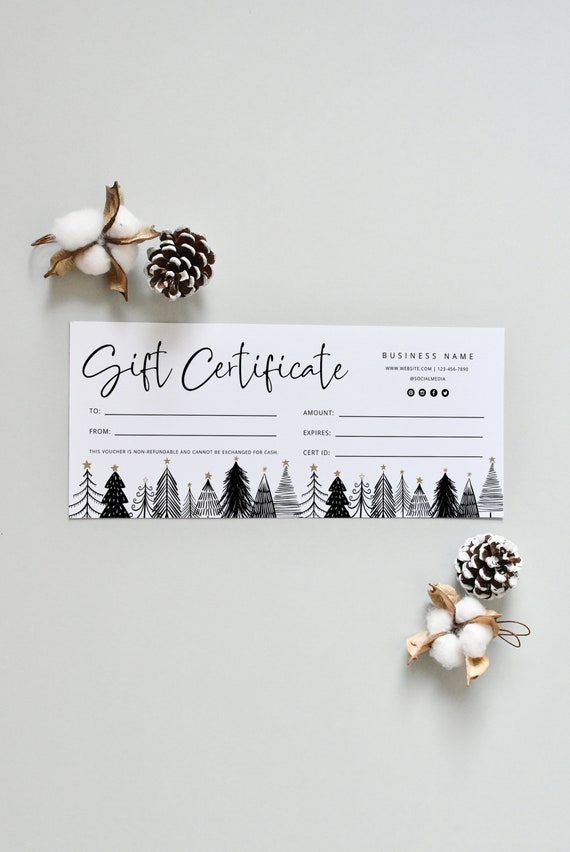 Holiday Gift Certificate Template DIY Printable Gift Voucher - Etsy