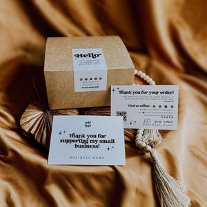Box Label & Matching Thank You Card Canva Template Bundle, DIY Business Thank You, Editable Packaging Label Order Packaging Sticker - Dani