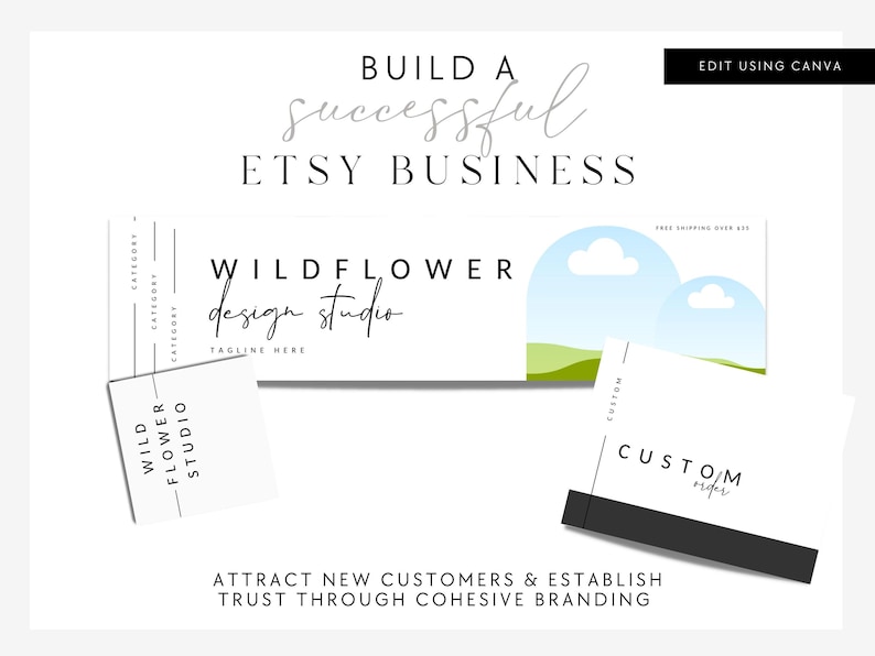Minimal Canva Editable Etsy Branding Kit, Etsy Banner Template, DIY Etsy Store Branding, Editable Etsy Shop Banner, Shop Icon Photo - Alina Bild 2