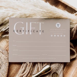 Modern Gift Certificate Canva Template, Printable Gift Voucher, Editable Gift Card, Salon Spa Gift Certificate, Printable Certificate 6x4