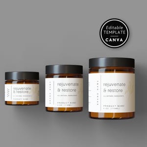 Modern Cosmetic Jar Label Template, Body Butter Editable Label, Body Product Label, DIY Wrap Around Jar Label, Product Packaging - Gia