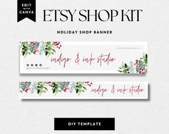 Christmas Etsy Shop Banner Template, Holiday Etsy Banner Canva Template, DIY Etsy Store Branding, Christmas Etsy Banner, Etsy Store Slider