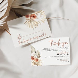 Boho Business Thank You Card, Printable Thanks For Your Purchase Card, Small Business Package Insert Card, Bohemian Thank You Card - Sierra