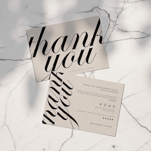 Aesthetic Business Thank You Card Canva Template, Chic Editable Customer Package Insert, Elegant Postcard Thank You Mailer, Modern - Wyn