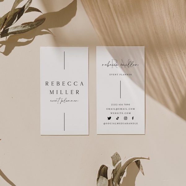 Simple Business Card Canva Template, Minimalist Business Card, Elegant Editable Business Card, Minimal Business Branding, DIY Card -Mina