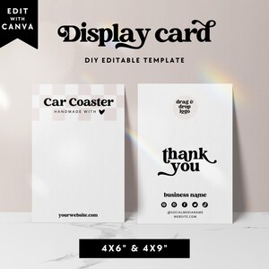 Editable Retro Coaster Backing Card Canva Template, Car Coaster Packaging Display Card, DIY Display Card, Rack Card Template - Dani