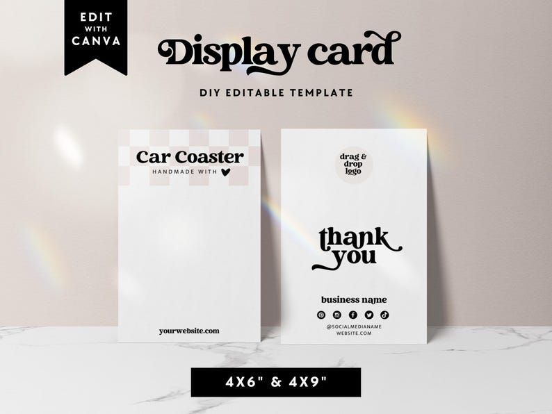 Backing Cart Design Editable Retro Coaster Backing Card Canva Template, Car Coaster ...