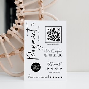 Scan to Pay Sign Template Canva QR Code Printable Payment Sign, Accepted Payments Sign, CashApp Venmo Digital Payment Printable Sign - Rylee